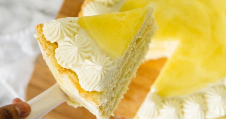 { Light + Tangy } European Sponge Cake with homemade lemon curd!