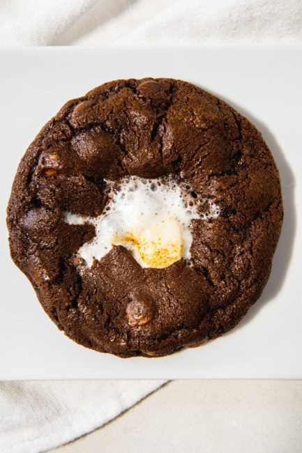 Double Chocolate Chip Cookie with melted marshmallow centre 