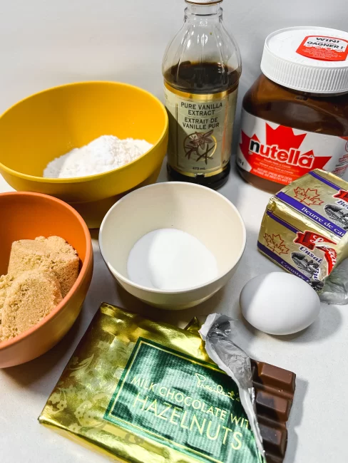 ingredients for Nutella Stuffed Chocolate Chip Cookies (with Brown Butter)