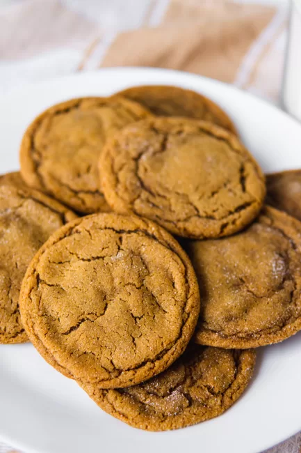 ginger molasses cookies on a plate