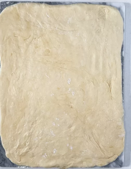 rolled Homemade Cinnamon Rolls dough