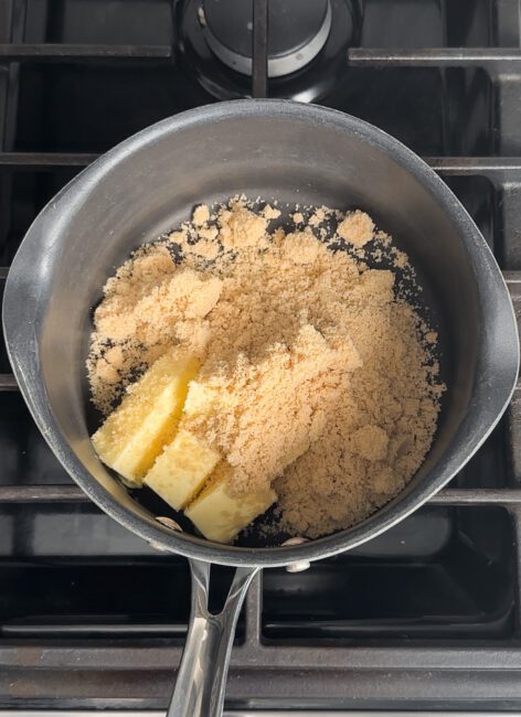 butter and sugar in a pot on the stove