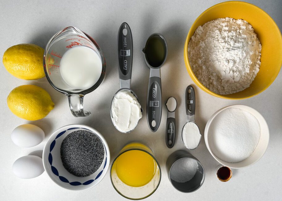 ingredients for Lemon Poppy Seed Muffins