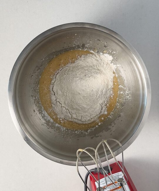 flour added to wet ingredients