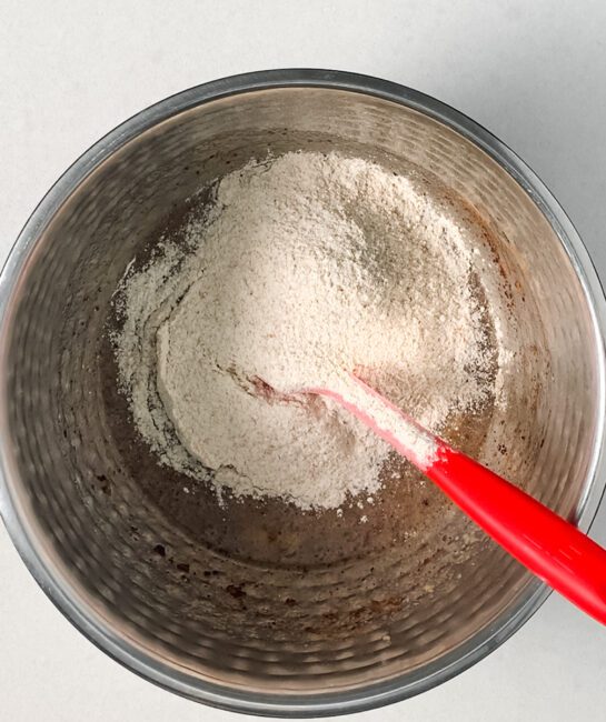 flour added to wet ingredients