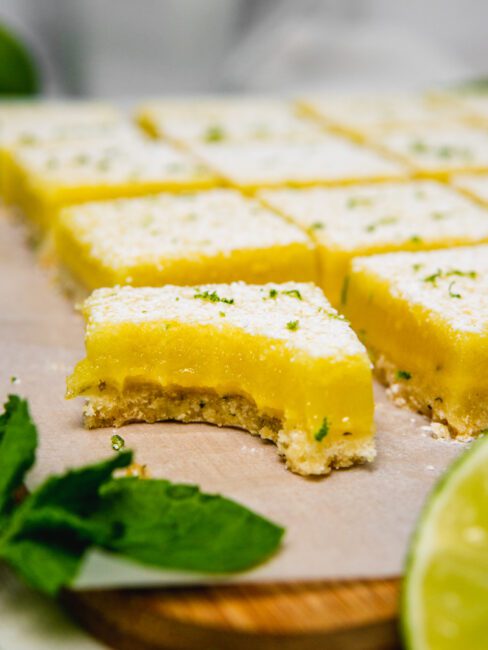  Minty Lime Bars with a bite taken out