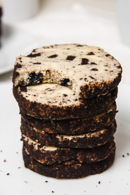 Cookies and Cream Shortbread cookie  stacked